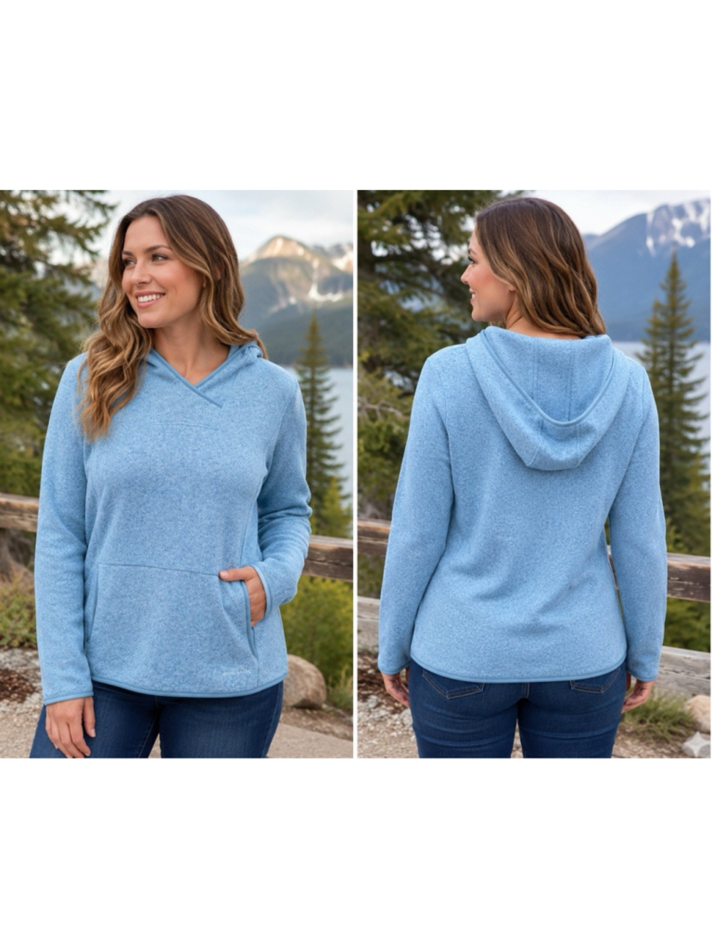 Eddie Bauer Sweater Women Sz 2XL Blue Hoodie Sweatshirt Pullover